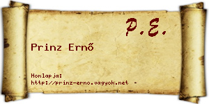 Prinz Ernő névjegykártya